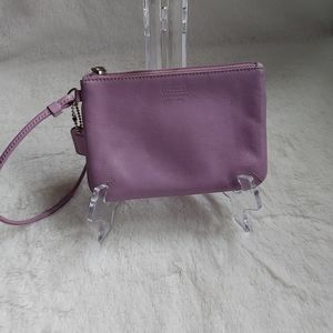 COACH Women's Lavender Leather Small Wristlet Wallet